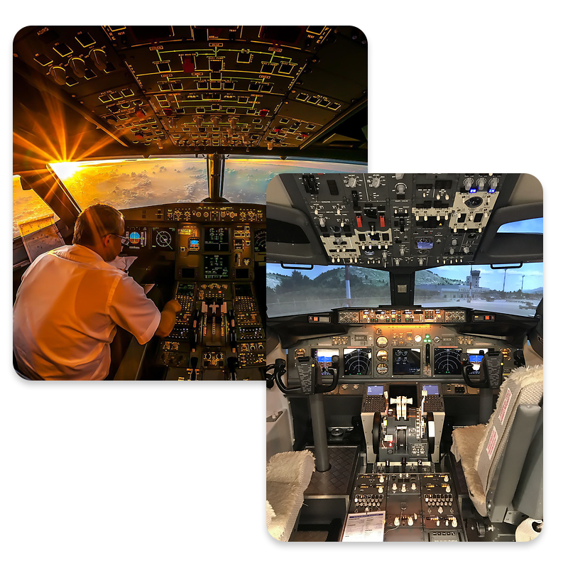 Simulator Team Boeing ve Airbus kokpit simülatörlerinden görüntüler
